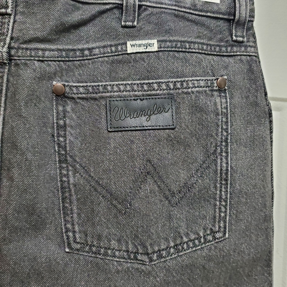 Wrangler Charcoal Frayed Denim Mini Skirt Size L Washed Denim - Picture 9 of 16